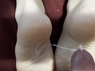 Great Cumshot On My Feet And Reverse Footjob Including Sensual Massage free video