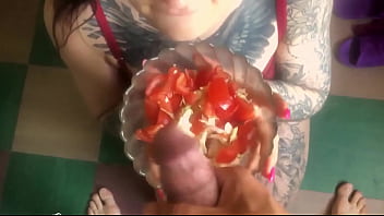 Husband Fuck Babe And Seasoned Salad Sperm - Food Fetish free video
