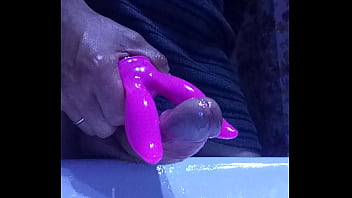 Slow Jerk With My Wife's Vibrator Lots Of Cum In Glass Tight Balls Finger In Asshole free video