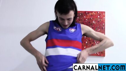 Cute Australian Guy Licks His Own Massive Ten-Inch Cock free video